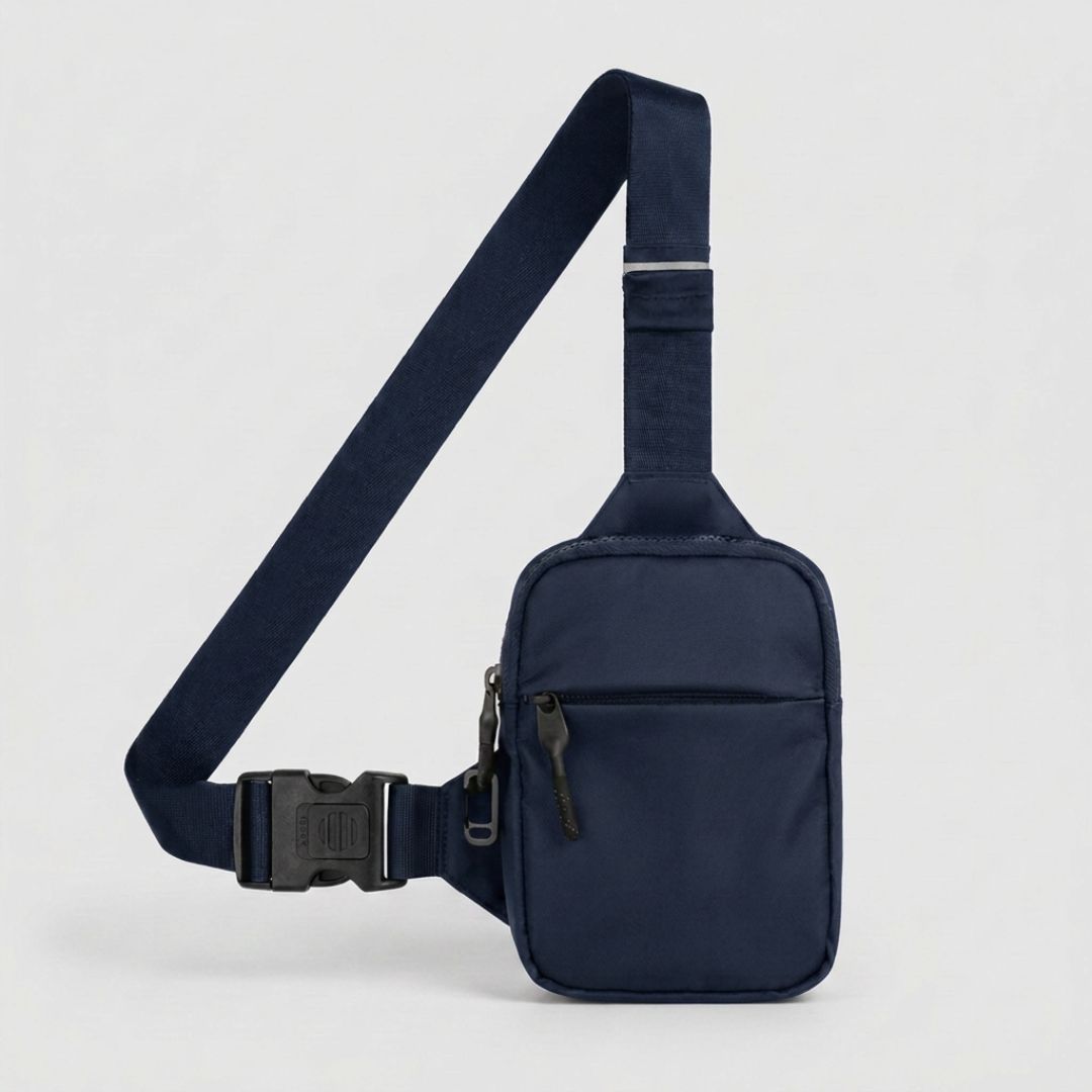 Bandolera Travel Sling en color Navy, vista frontal